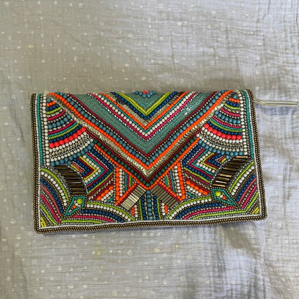 Colorful Beaded BCBGeneration Clutch